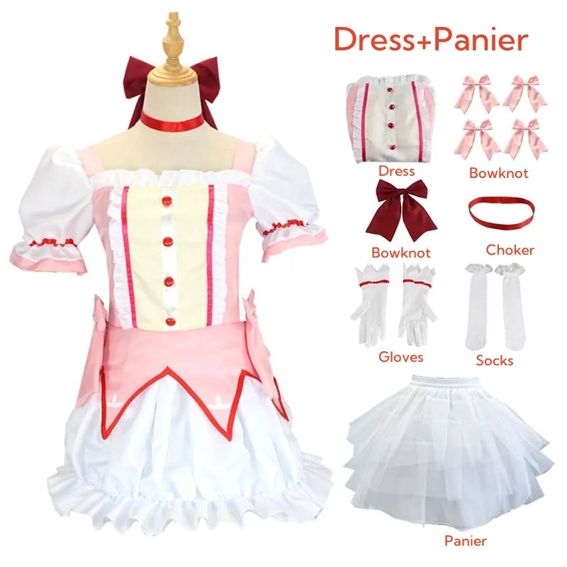 Madoka Kaname Cosplay Costume – Puella Magi Dress with Wig - S / Costume and Pannier - All Dresses - Costumes - 2024