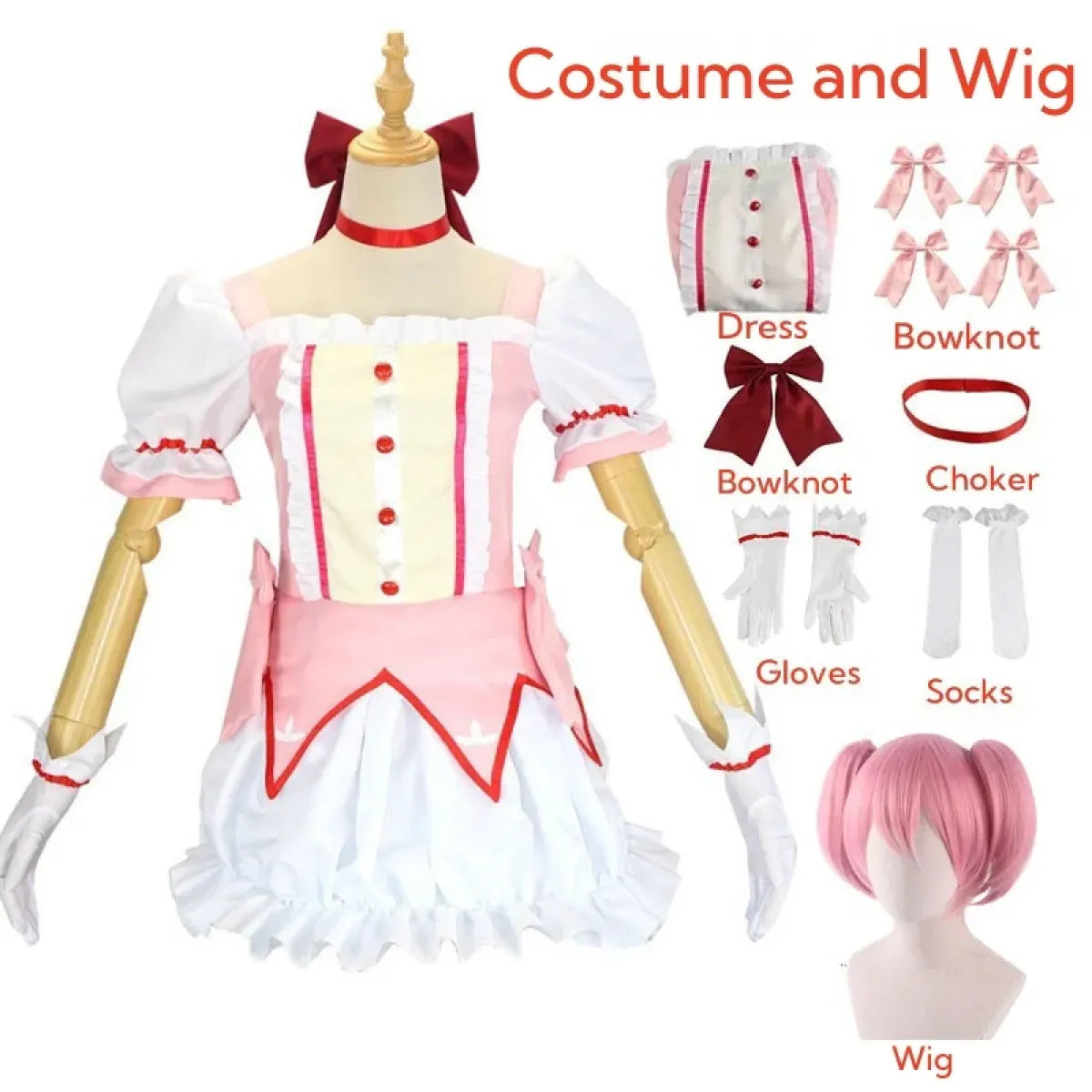 Madoka Kaname Cosplay Costume – Puella Magi Dress with Wig - All Dresses - Cosplay - 19