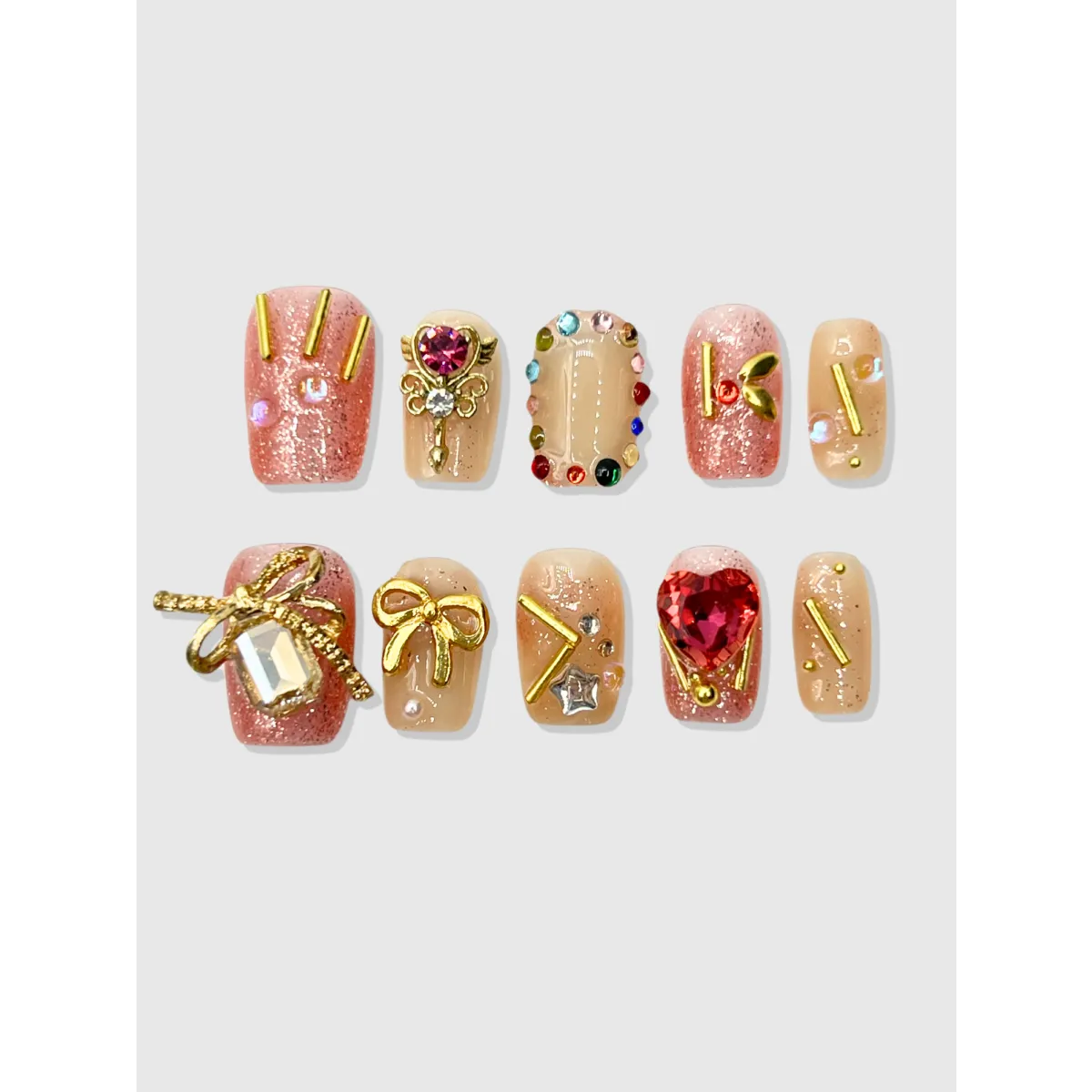 Magical Girl Sparkle Press-On Nails Set - Harajuku Style - Cosmetics - 1