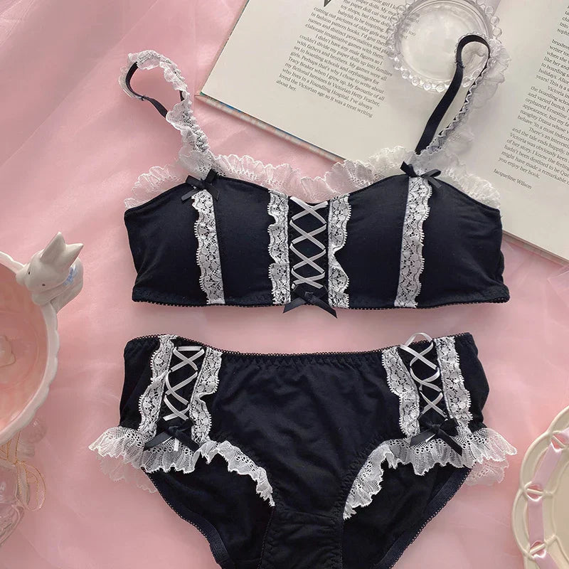 Harajuku Kawaii Fashion Maid Style Black Lingerie Set - Women’s Clothing & Accessories - Lingerie - 12 - 2024