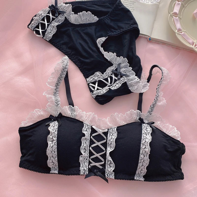 Harajuku Kawaii Fashion Maid Style Black Lingerie Set - Women’s Clothing & Accessories - Lingerie - 14 - 2024