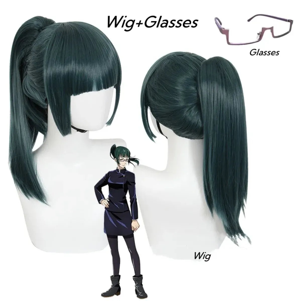 Jujutsu Kaisen Maki Zenin Cosplay Costume with Glasses and Wig - Cosplay - Long - Cosplay - 10