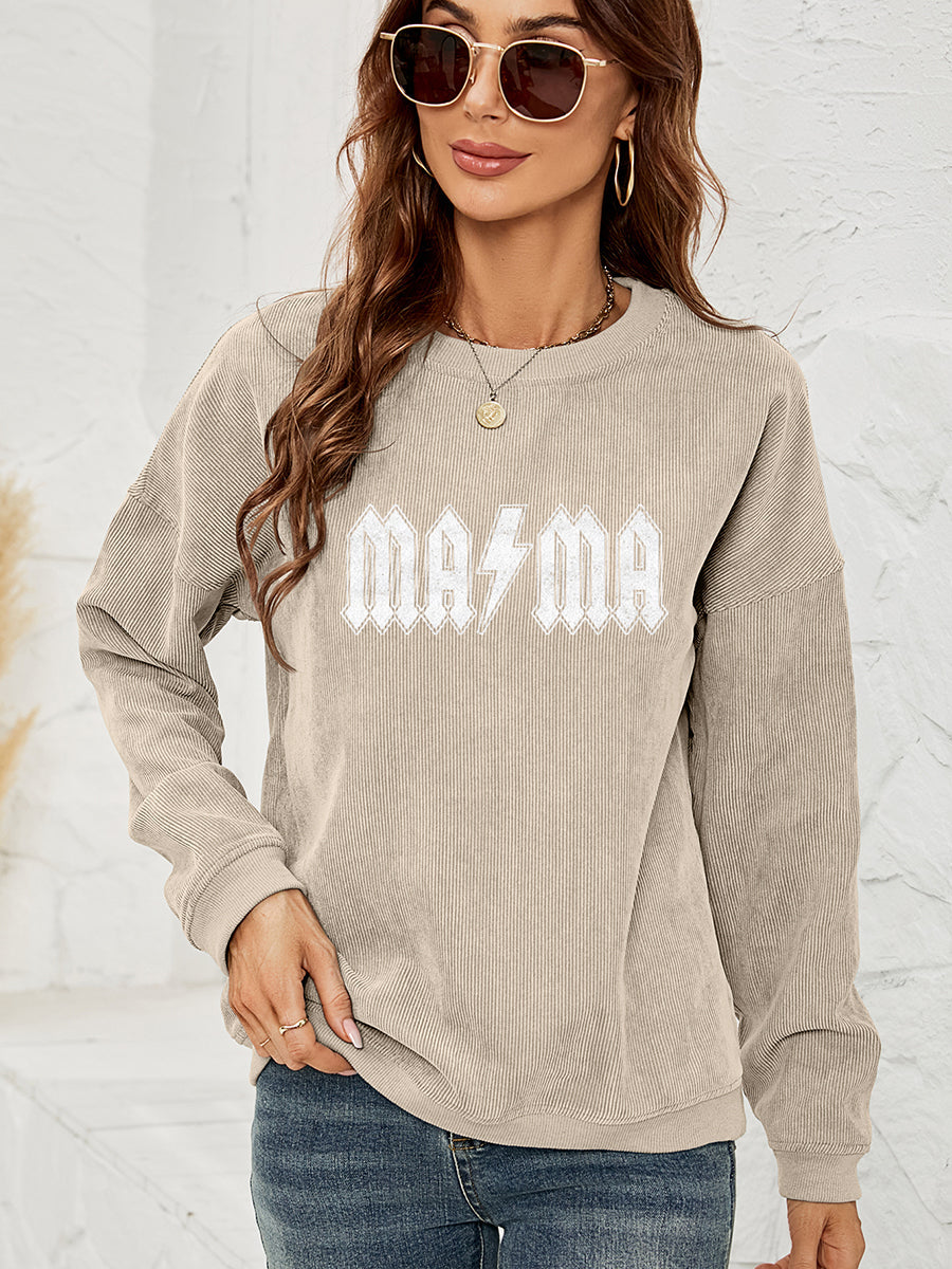 MAMA Graphic Dropped Shoulder Sweatshirt - Brown / S - T-Shirts - Shirts & Tops - 10 - 2024