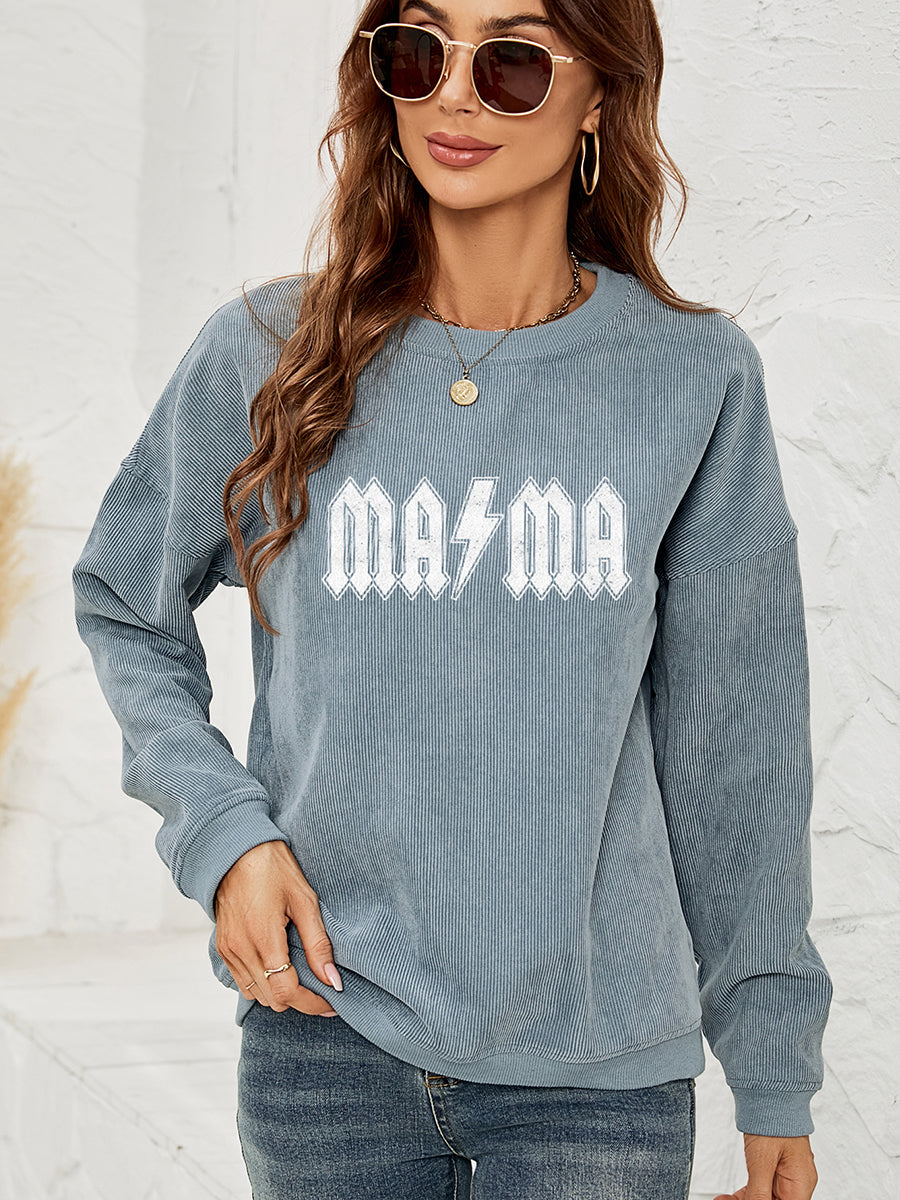 MAMA Graphic Dropped Shoulder Sweatshirt - Blue / S - T-Shirts - Shirts & Tops - 7 - 2024