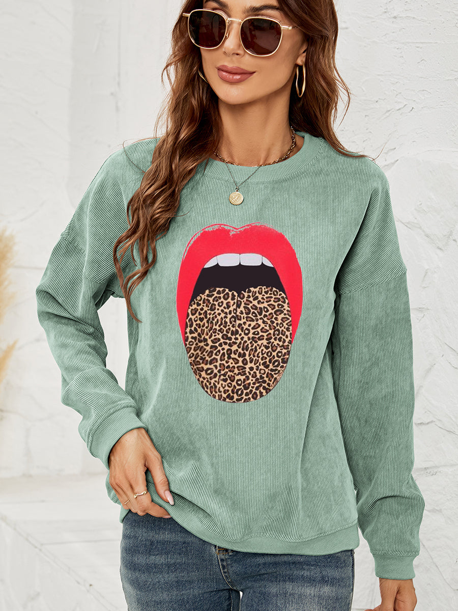 Round Neck Dropped Shoulder MAMA Graphic Sweatshirt - Green / S - T-Shirts - Shirts & Tops - 4 - 2024