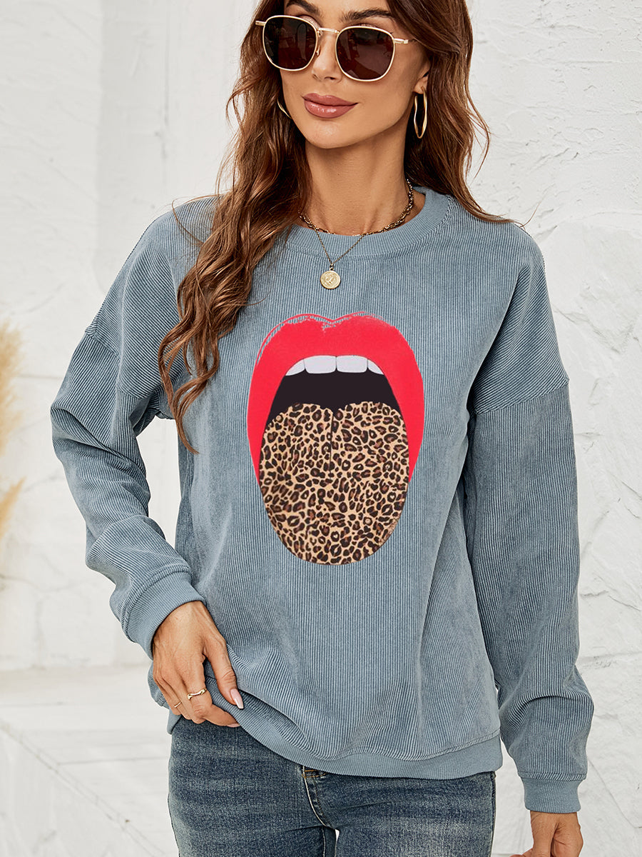 Round Neck Dropped Shoulder MAMA Graphic Sweatshirt - Blue / S - T-Shirts - Shirts & Tops - 7 - 2024