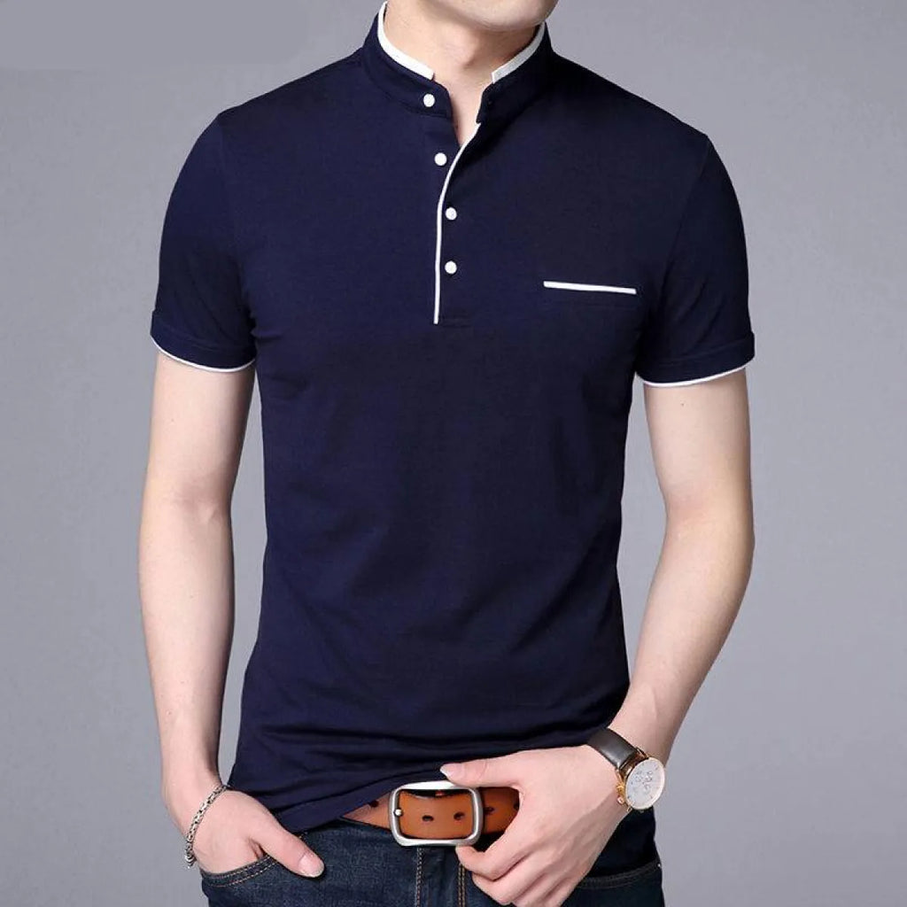 Mandarin Collar Active Shirt - T-Shirts - 7