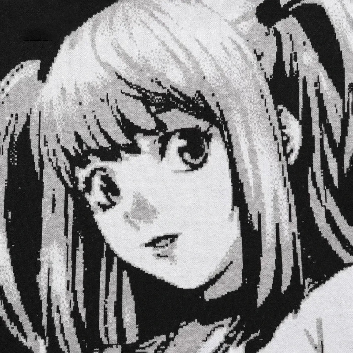 Manga Muse Knit Sweater – Monochrome Anime-Inspired Oversized Pullover - Sweaters - 4