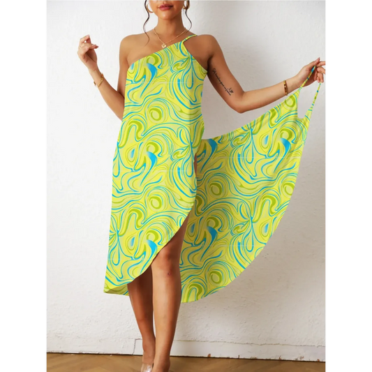 Marble Print Asymmetrical Beach Midi Dress - All Dresses - Midi Dress - 2