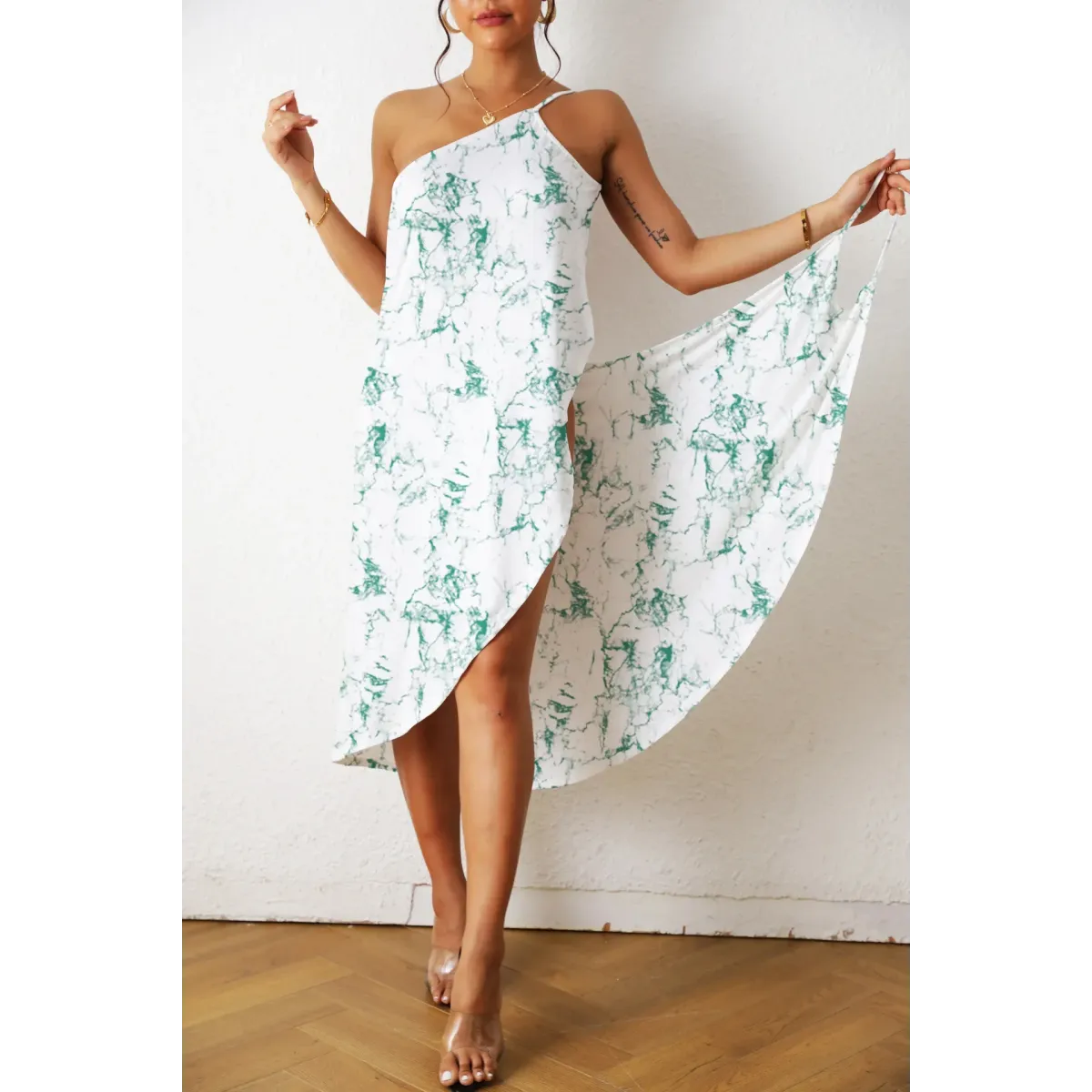 Marble Print Asymmetrical Beach Midi Dress - All Dresses - Midi Dress - 7