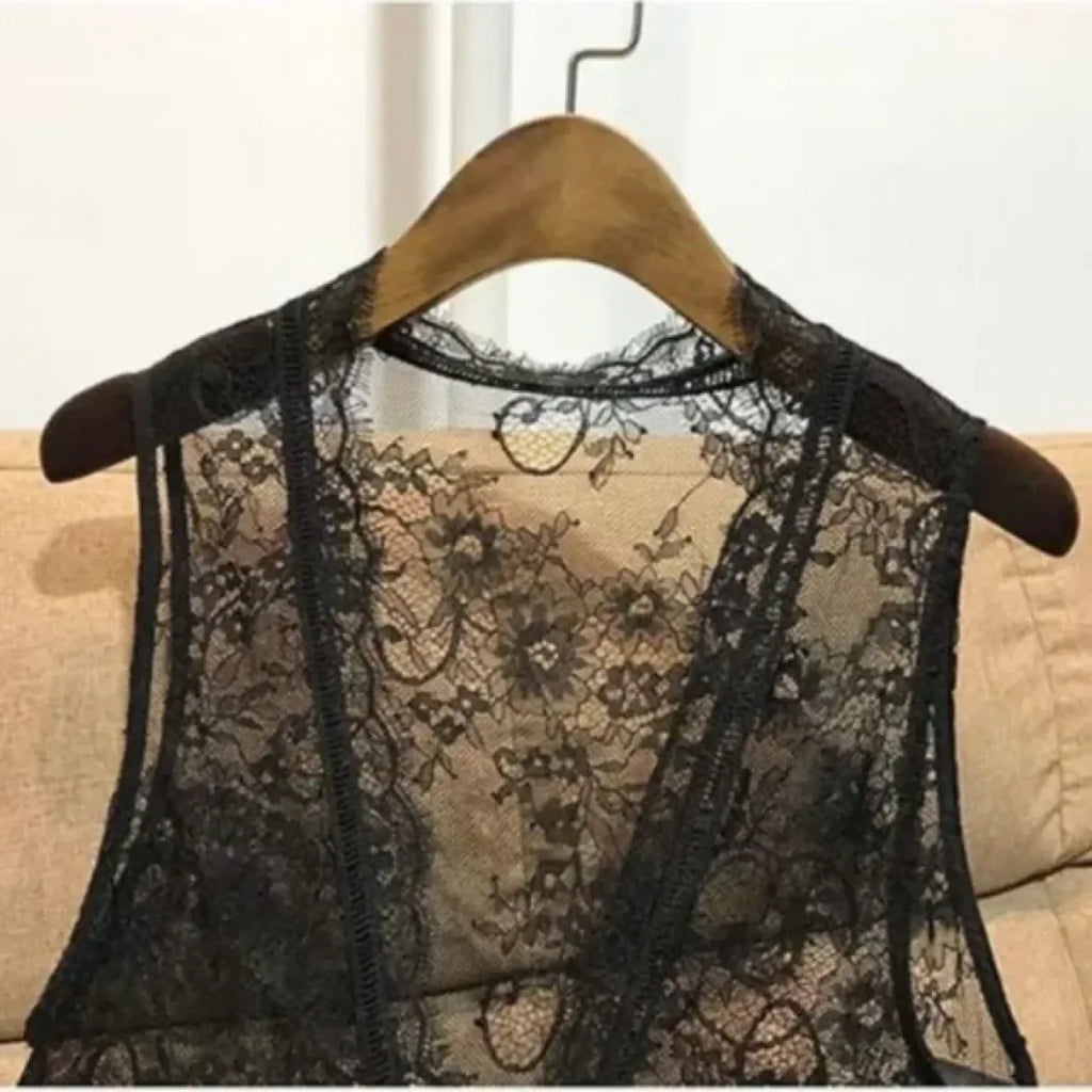 Lace Patchwork Peplum Vest – Elegant Gothic Lolita Sleeveless Top - Tops & Tees - Tops - 2