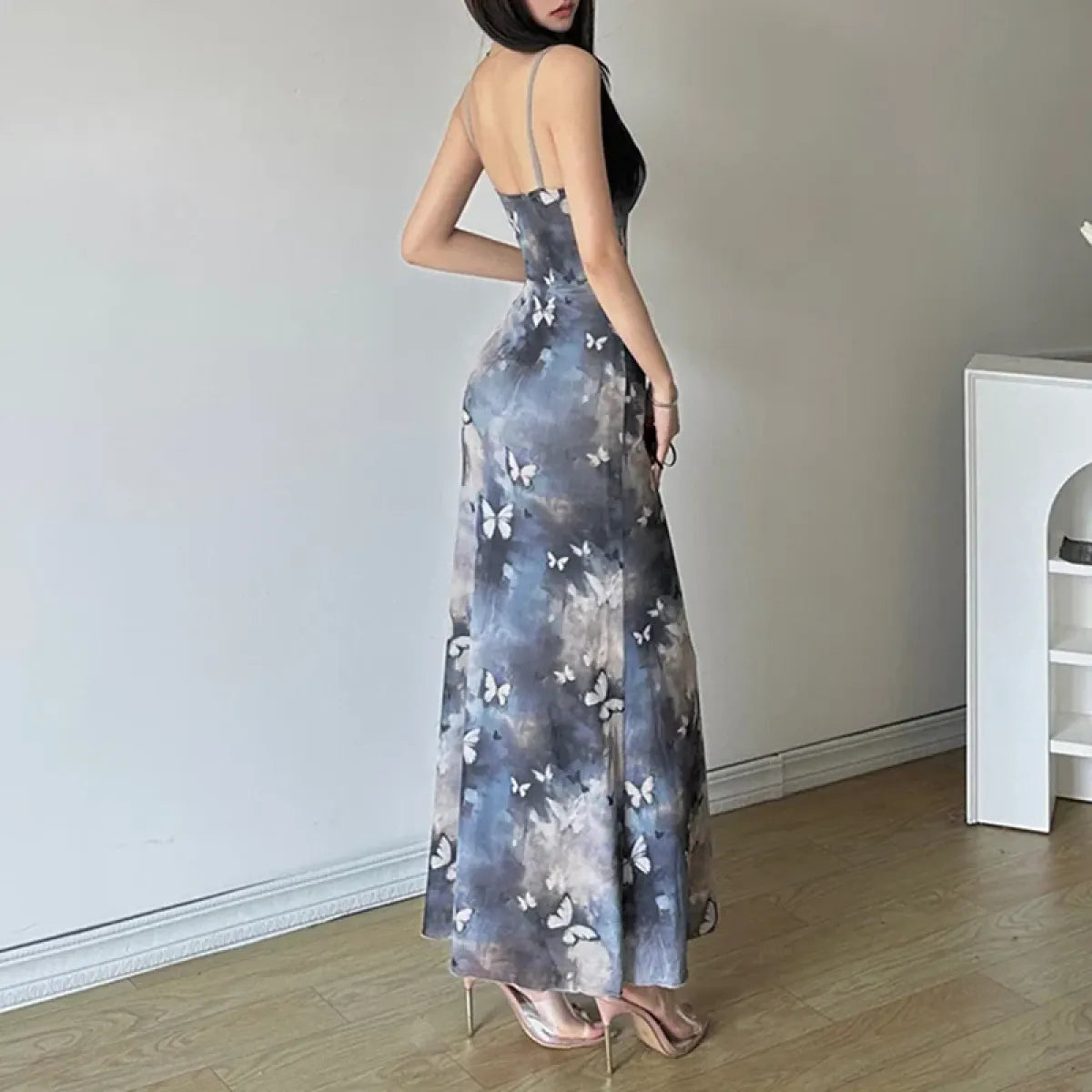 butterfly mesh overlay dress 3D Mesh Butterfly Midi Dress Red / Medium