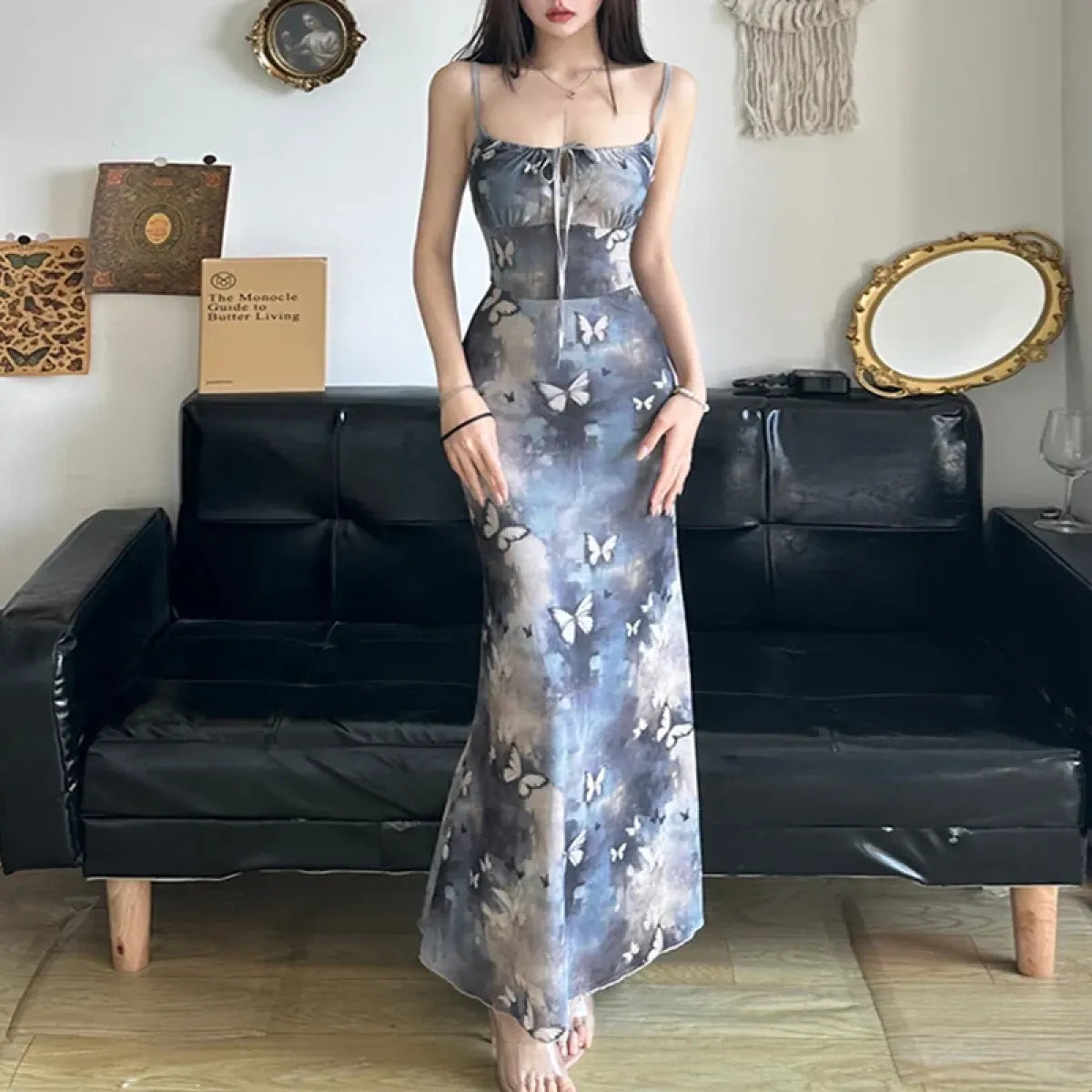 Butterfly Print Cloud Mesh Maxi Dress Summer Nights – Kawaii Stop