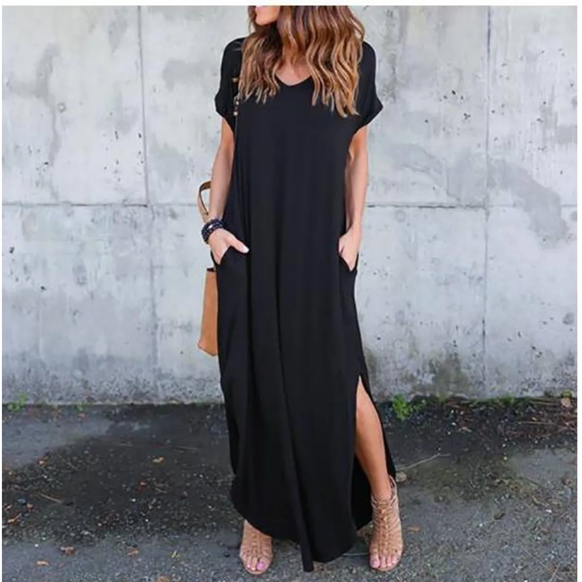 Short Sleeved Maxi Dress - All Dresses - 18
