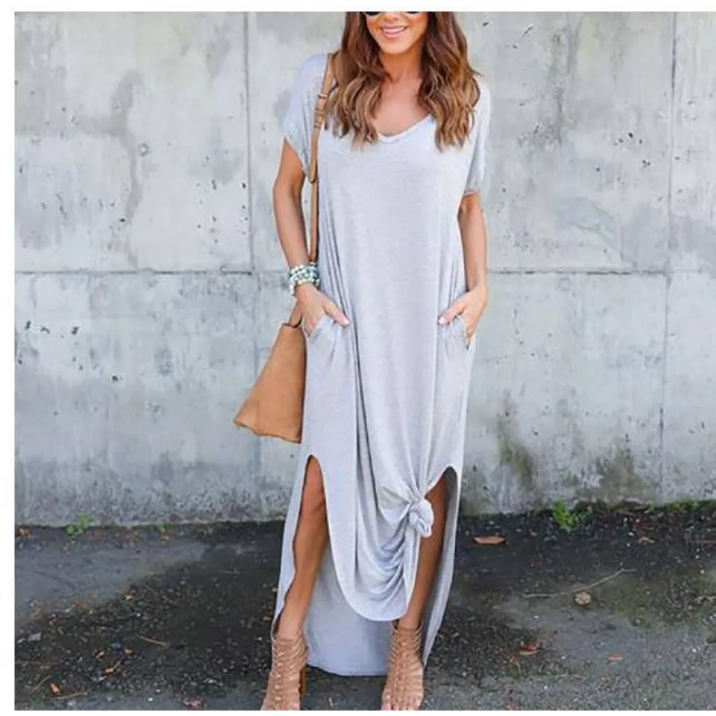 Short Sleeved Maxi Dress - All Dresses - 19