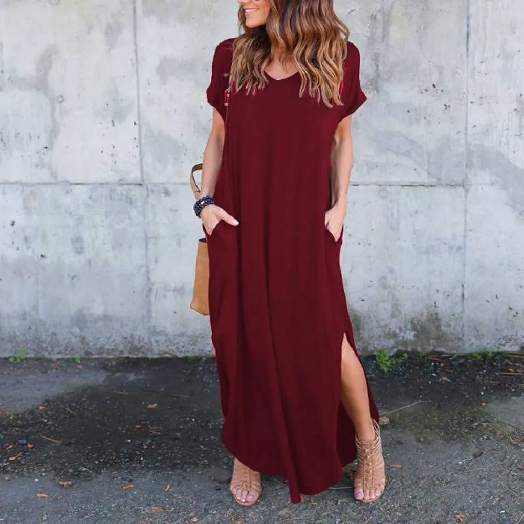 Short Sleeved Maxi Dress - All Dresses - 4