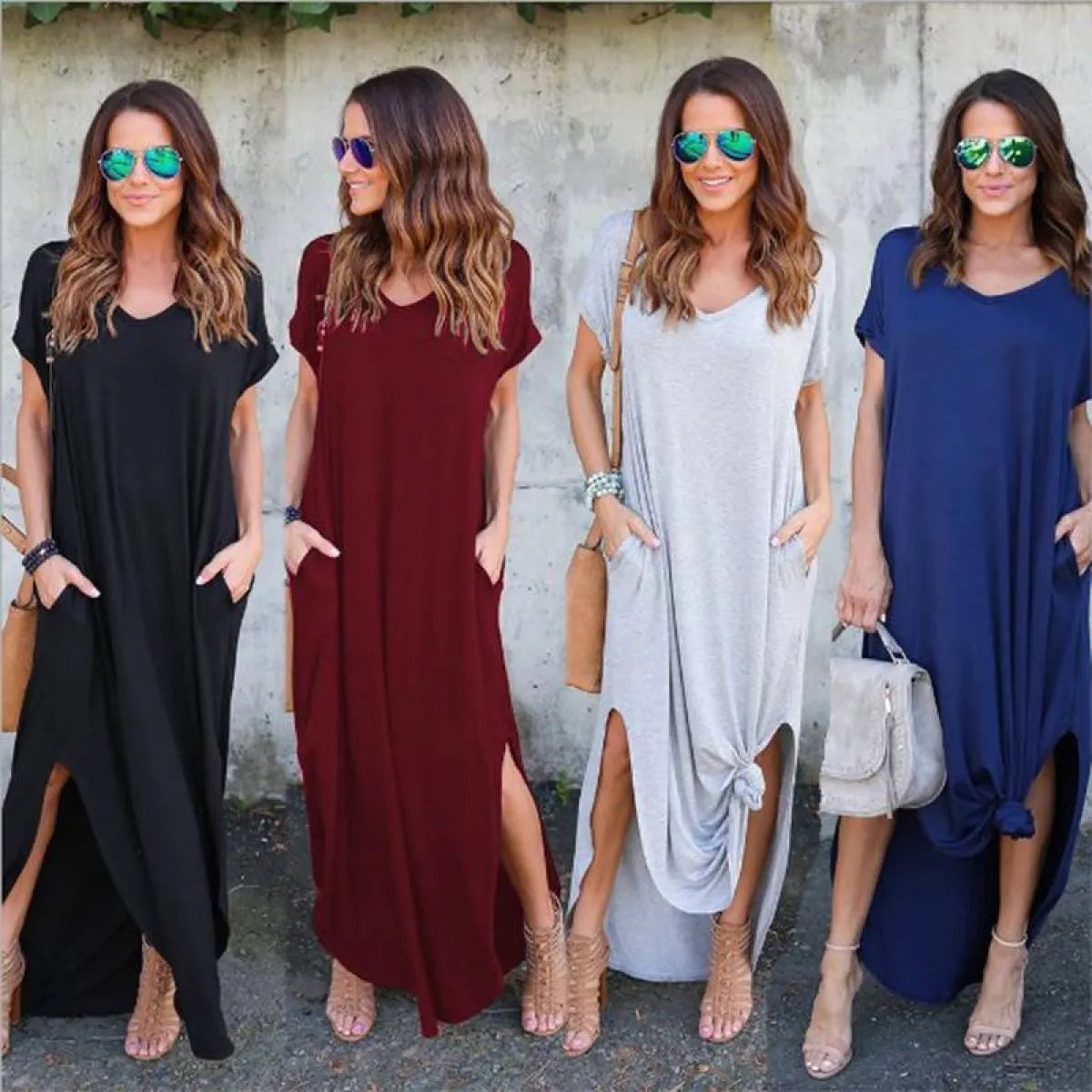 Short Sleeved Maxi Dress - All Dresses - 5