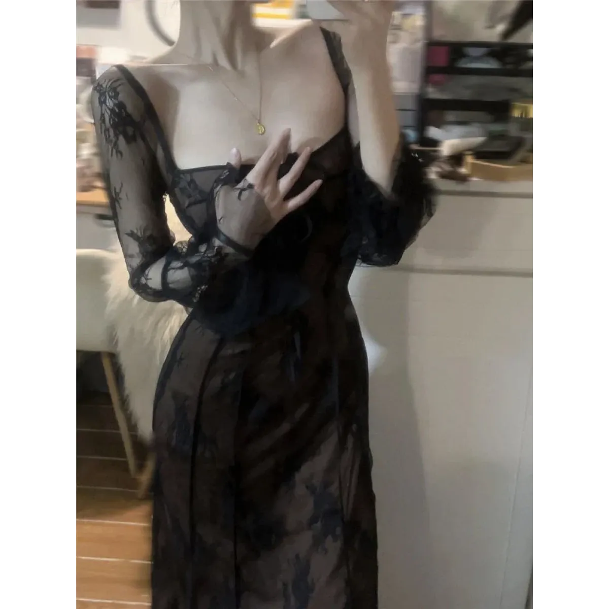 Harajuku Grunge Lace Bandage Maxi Dress - All Dresses - Maxi Dress - 3