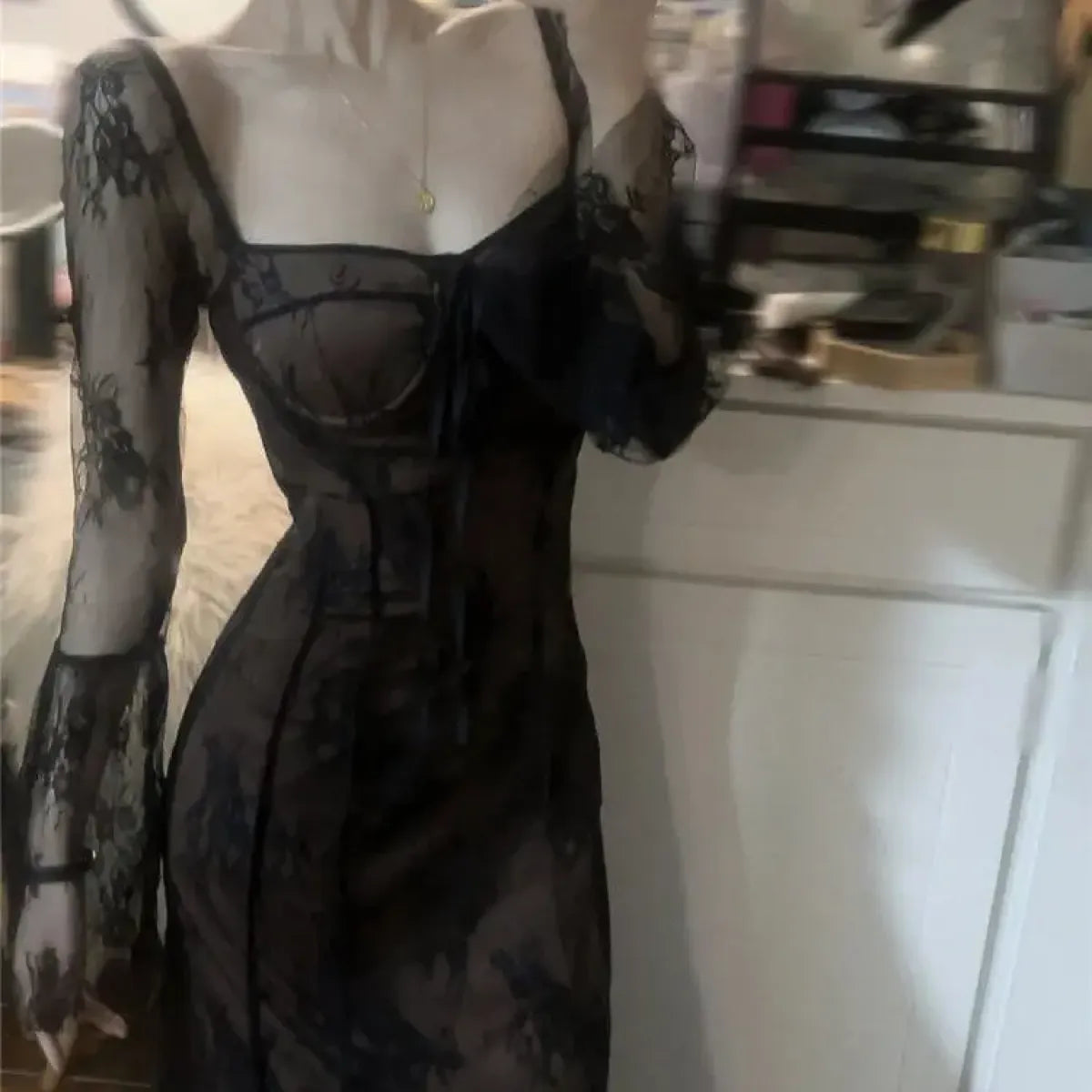 Harajuku Grunge Lace Bandage Maxi Dress - All Dresses - Maxi Dress - 7