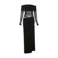 Y2K Sheer Patchwork Off-Shoulder Maxi Dress - All Dresses - Maxi Dress - 7