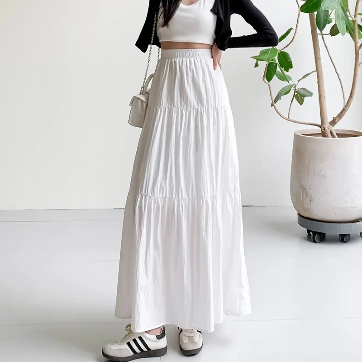 Harajuku White Tiered Maxi Skirt - Bottoms - Maxi Skirt - 1