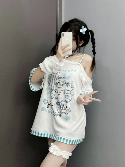 Medical Meow Tee – Kawaii Nurse Cat Graphic Oversized T-Shirt - T-Shirts - Shirts & Tops - 2 - 2024