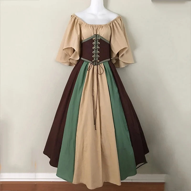 Medieval Renaissance Dress – Corset Gown Plus Size Cosplay - Khaki / S - All Dresses - Costume Dresses - 2024 - 12