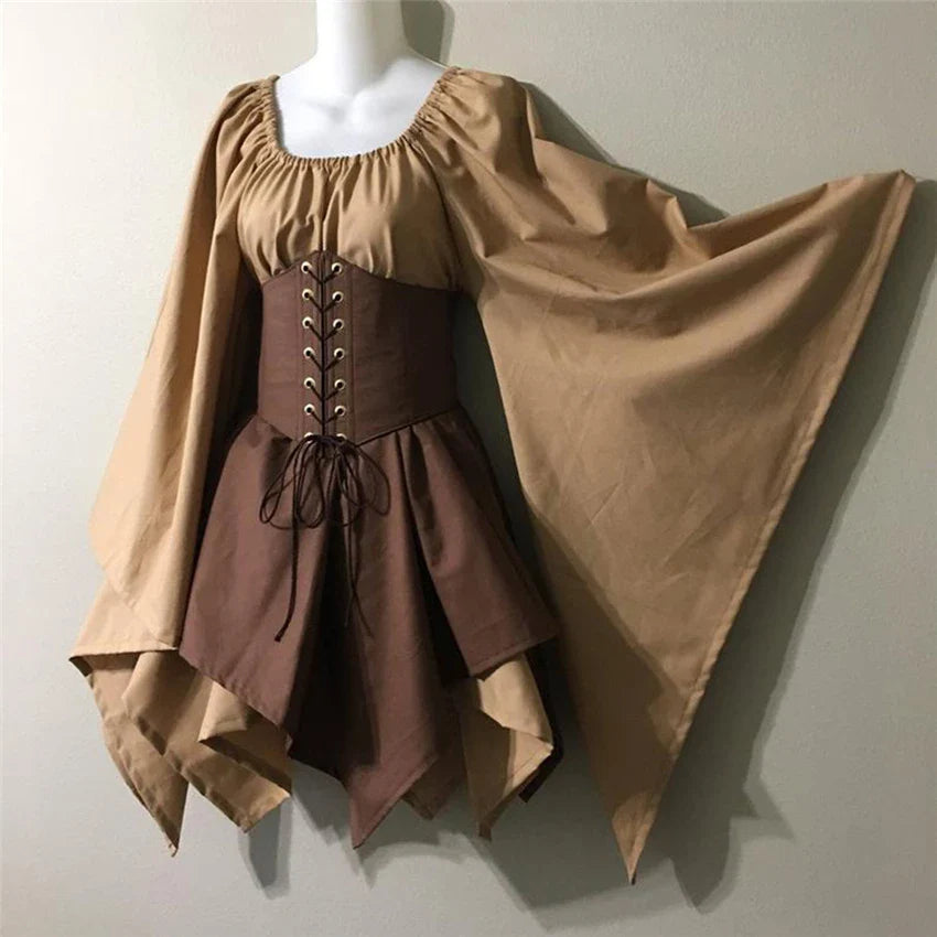 Medieval Renaissance Dress – Full Sleeve Costume with Corset - Brown / S - All Dresses - Costume Dresses - 2024 - 8