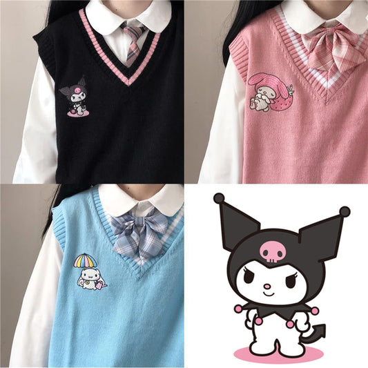 Kawaii Kuromi Wool Sweater Vest - Sweaters - Pants - 1 - 2024