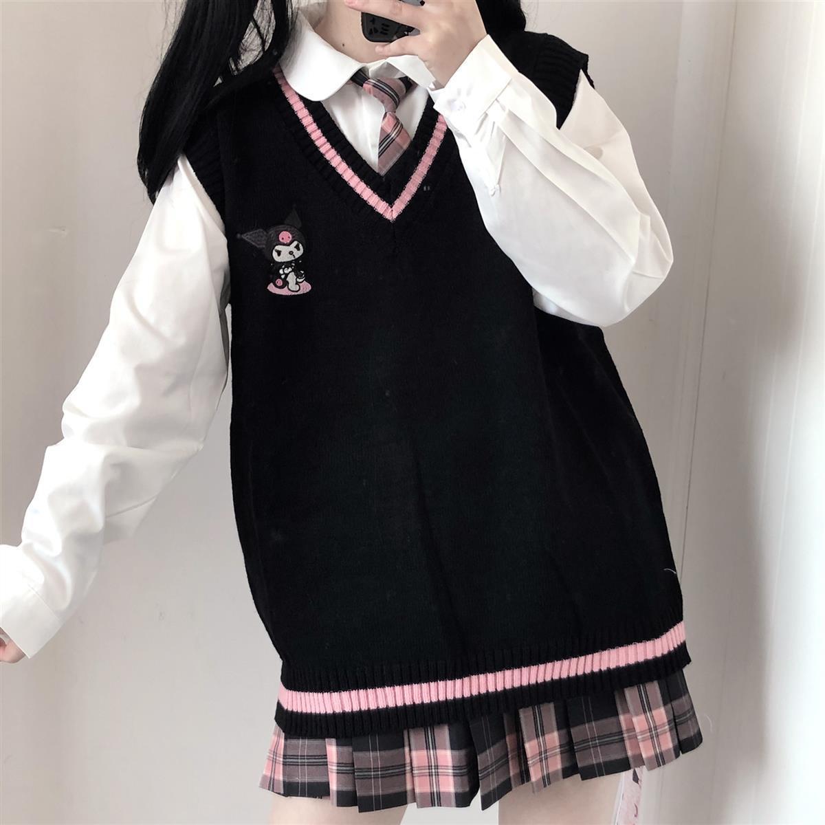 Kawaii Kuromi Wool Sweater Vest - S / Kuromi - Sweaters - Pants - 10 - 2024