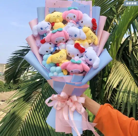 Plush Bouquet - My Melody Kuromi Cinnamoroll KT Cat - Pink / No Box - Plushies - Toys - 11 - 2024