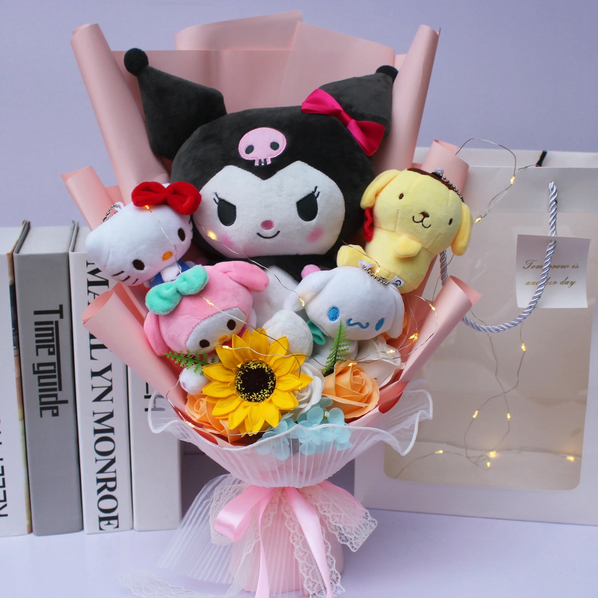 Plush Bouquet - My Melody Kuromi Cinnamoroll KT Cat - Dark Red / No Box - Plushies - Toys - 13 - 2024