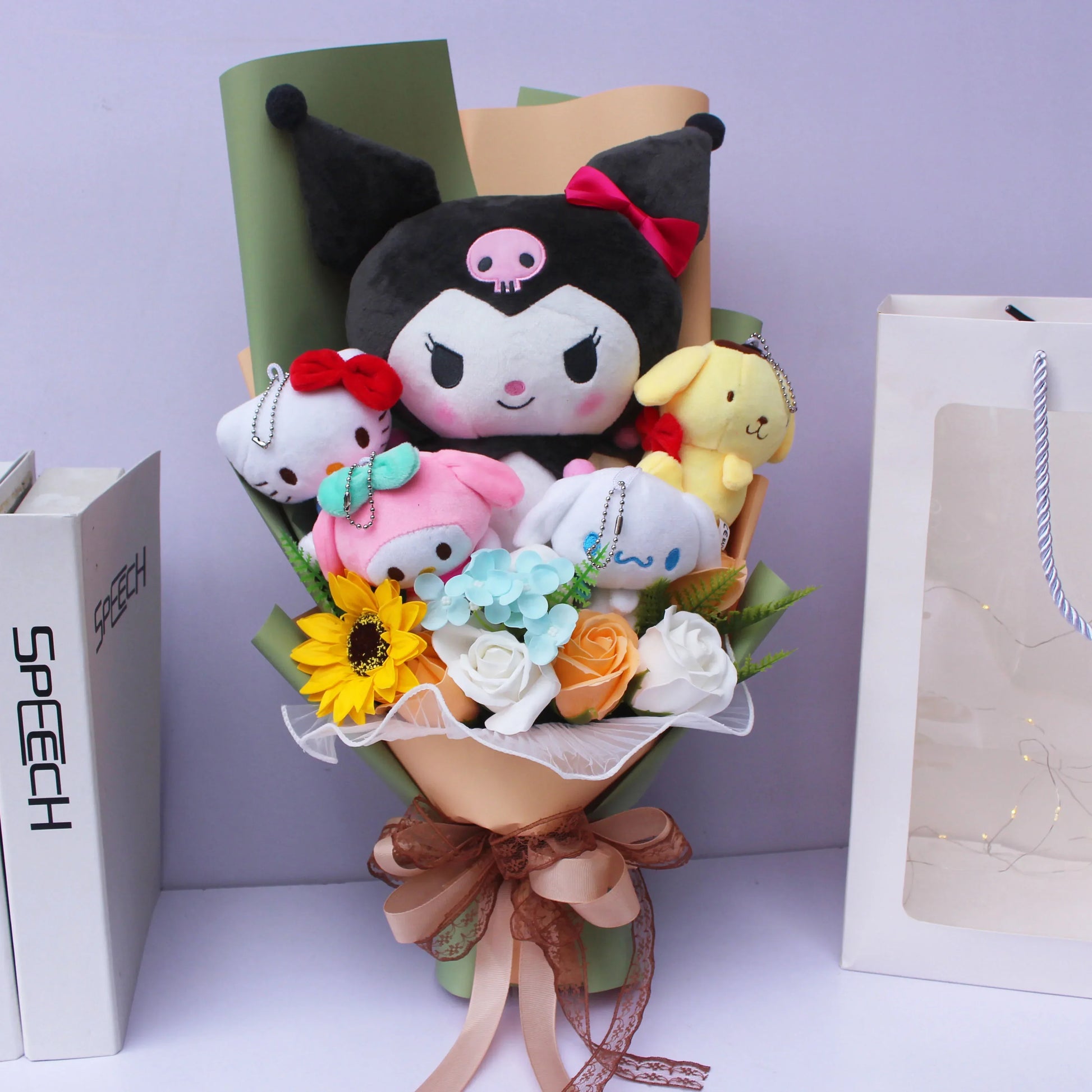 Plush Bouquet - My Melody Kuromi Cinnamoroll KT Cat - Light Green / No Box - Plushies - Toys - 5 - 2024