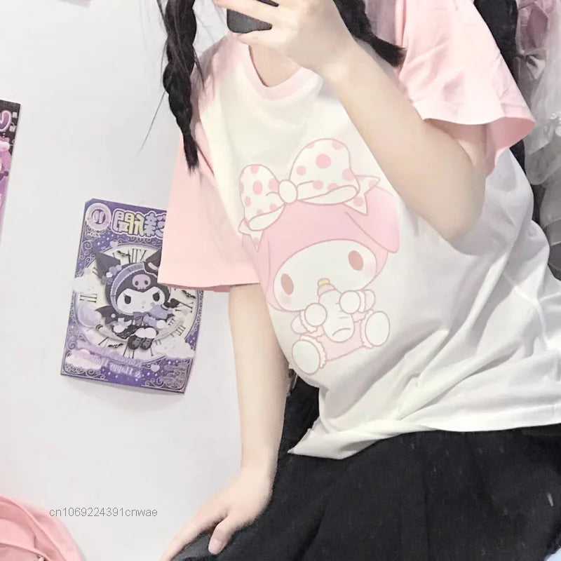 Sanrio My Melody Pink White Tee - Kawaii Cartoon Anime Top - T-Shirts - Shirts & Tops - 4 - 2024