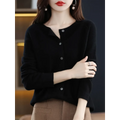 Merino Wool Korean-Style O-Neck Cardigan - Sweaters - Cardigan - 10