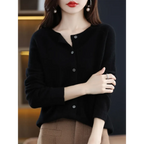 Merino Wool Korean-Style O-Neck Cardigan - Sweaters - Cardigan - 10