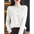 Merino Wool Korean-Style O-Neck Cardigan - Sweaters - Cardigan - 4