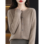 Merino Wool Korean-Style O-Neck Cardigan - Sweaters - Cardigan - 19