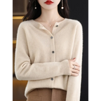 Merino Wool Korean-Style O-Neck Cardigan - Sweaters - Cardigan - 6