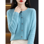 Merino Wool Korean-Style O-Neck Cardigan - Sweaters - Cardigan - 9