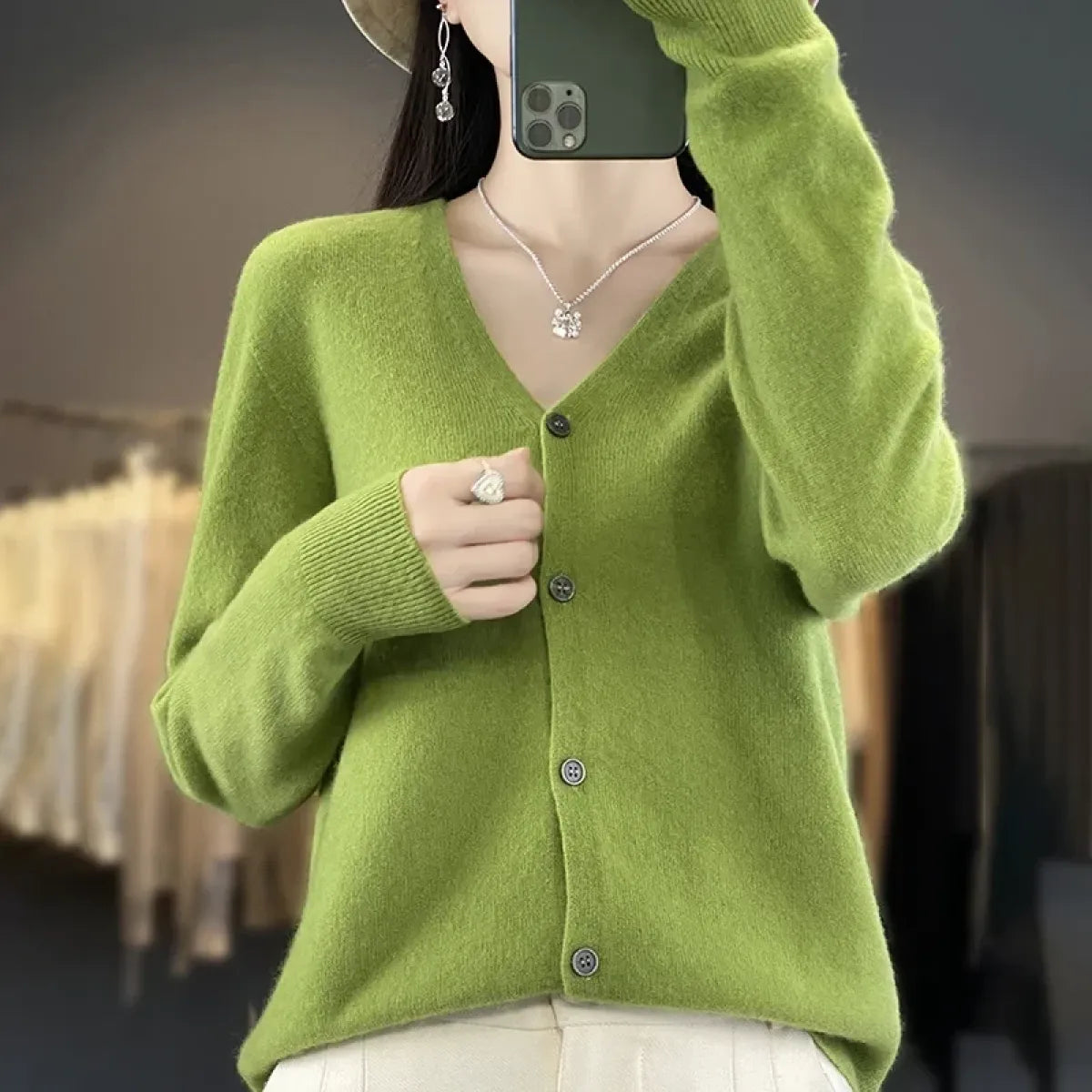 100% Merino Wool V-Neck Knit Sweater - Sweaters - Sweater / Pullover - 11