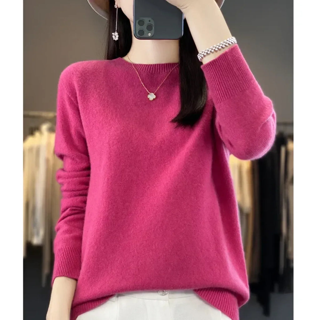 Merino Wool Round Neck Slim Pullover Sweater - Sweaters - Sweater / Pullover - 10