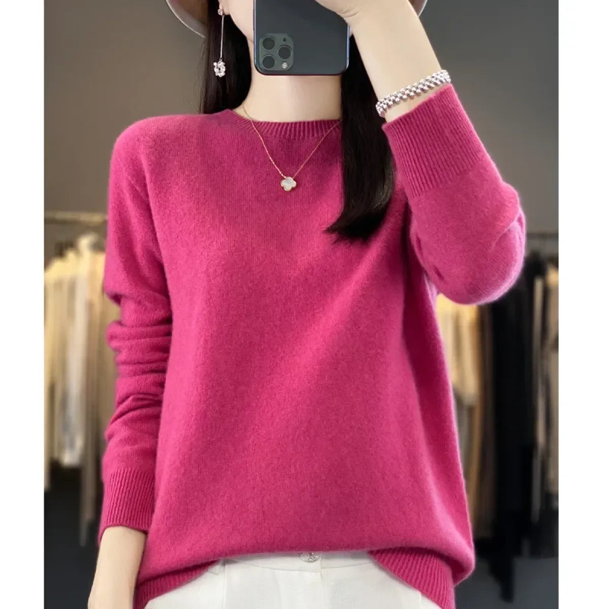 Merino Wool Round Neck Slim Pullover Sweater - Sweaters - Sweater / Pullover - 10