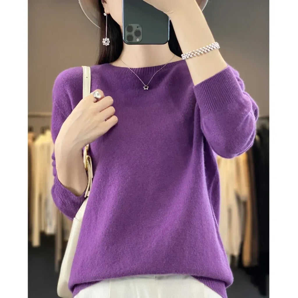Merino Wool Round Neck Slim Pullover Sweater - Sweaters - Sweater / Pullover - 9