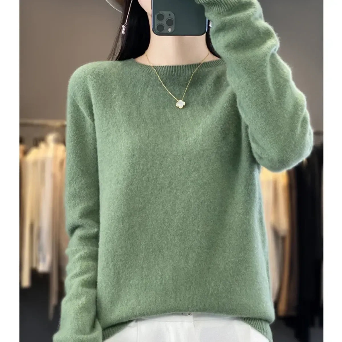 Merino Wool Round Neck Slim Pullover Sweater - Sweaters - Sweater / Pullover - 2