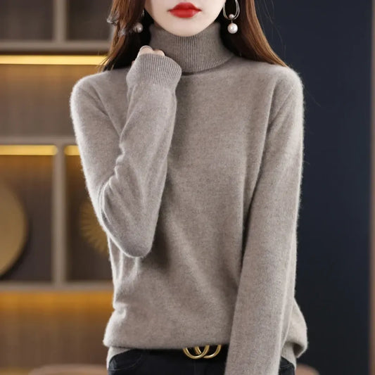 Elegant Merino Wool Turtleneck Sweater - Sweaters - Sweater / Pullover - 2