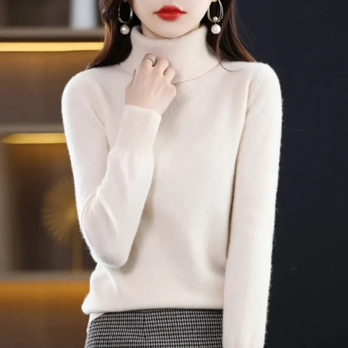 Elegant Merino Wool Turtleneck Sweater - Sweaters - Sweater / Pullover - 1