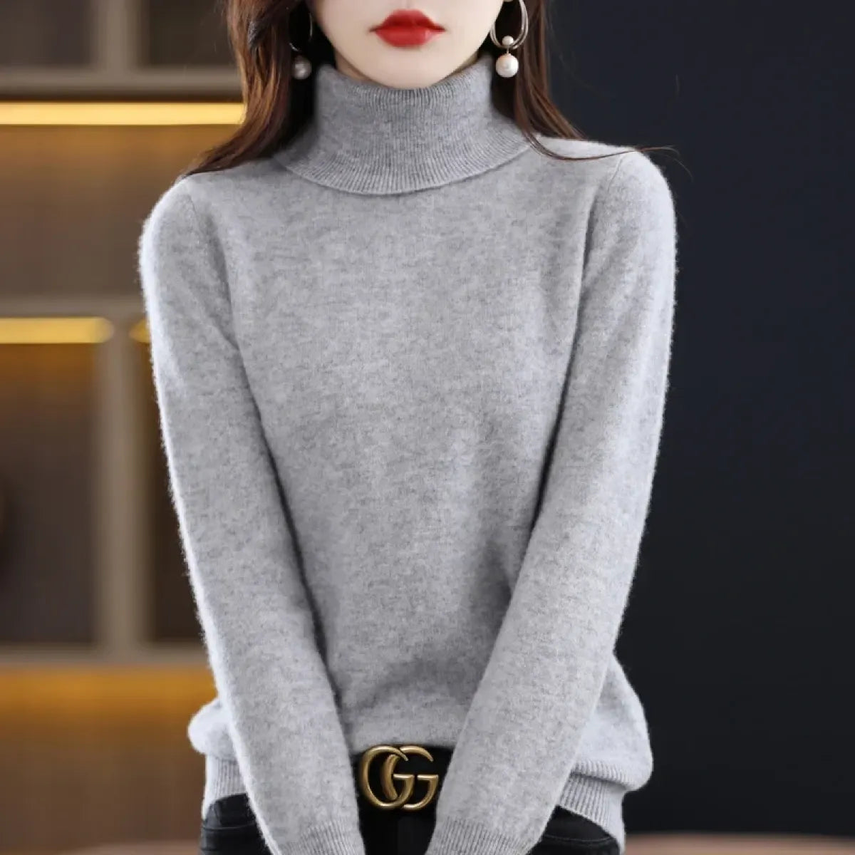 Elegant Merino Wool Turtleneck Sweater - Sweaters - Sweater / Pullover - 6