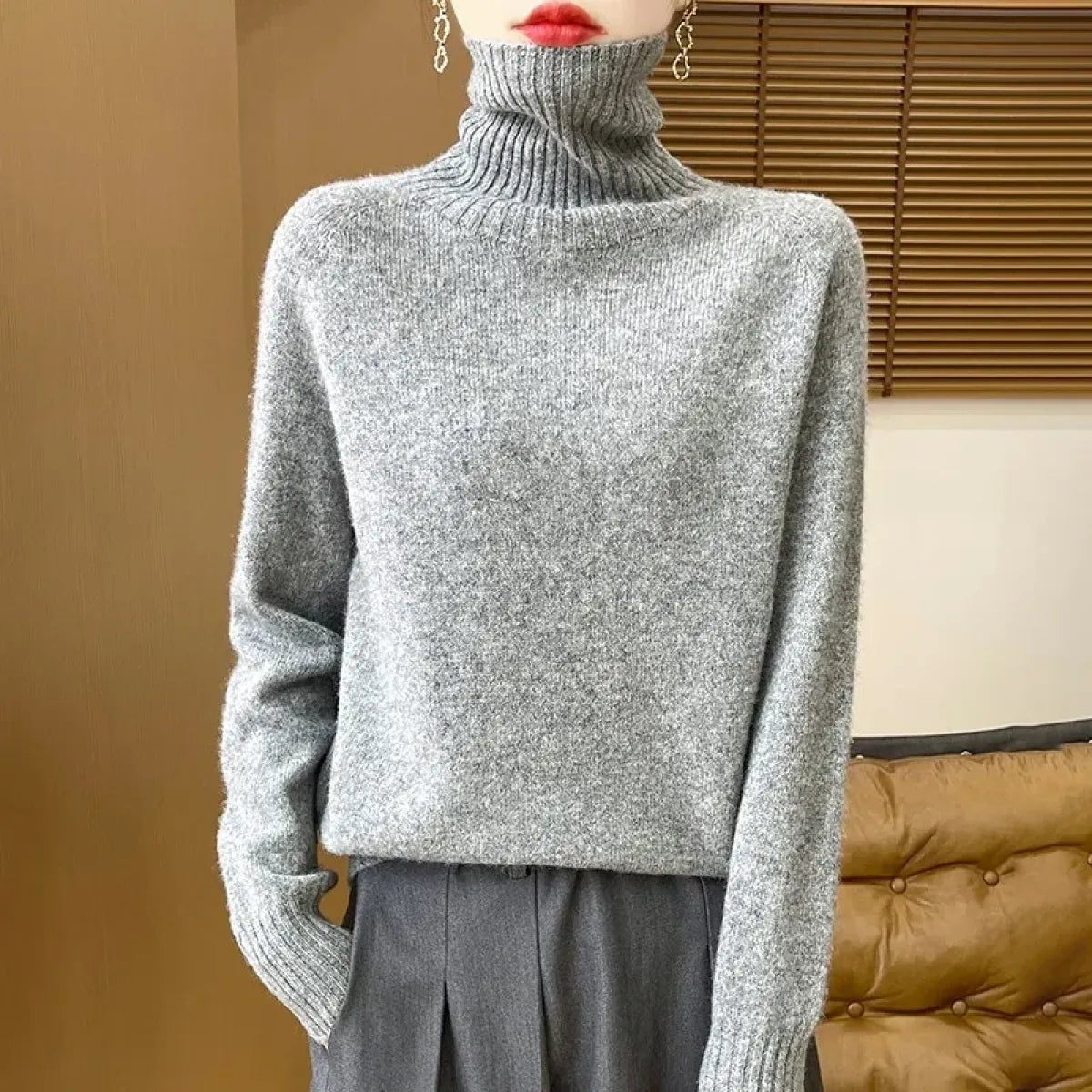 Merino Wool Turtleneck Thermal Sweater - Sweaters - Sweater / Pullover - 11