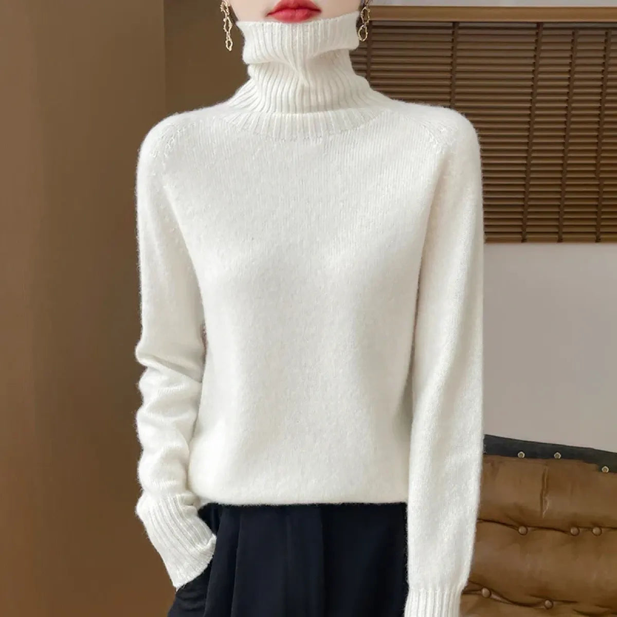 Merino Wool Turtleneck Thermal Sweater - Sweaters - Sweater / Pullover - 12
